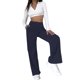 thumbnail image 1 of Pantalones informales para mujer, cintura alta, pierna recta, holgados, cómodos, Color puro, pantalones informales para mujer, azul purpúreo 3XL, 1 of 5