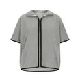thumbnail image 4 of Gpaecead Women's Short Sleeve Fuzzy Fleece Vest Coat- Stand Collar Zip Pocket Coat Gray, 4 of 9