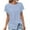 Light Blue, variant on Yyeselk Summer T-Shirts for Women Casual Round Neck Cap Short Sleeves Cozy Blouses Fashion Pure Color Split Front Ladies Tops Tunic Green XL