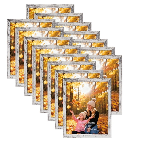 8x10 Picture Frames Set of 15, Farmhouse Wood Photo Frame 8 by 10 for Wall or Tabletop Display
