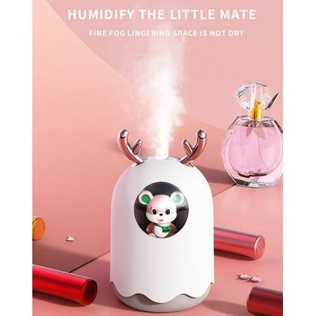 

Mini Air Humidifier Ultrasonic Cool Mist Humidifier Colorful Led Light Personal Mini Cute Air Usb Portable Humidifier For Car And Home.White
