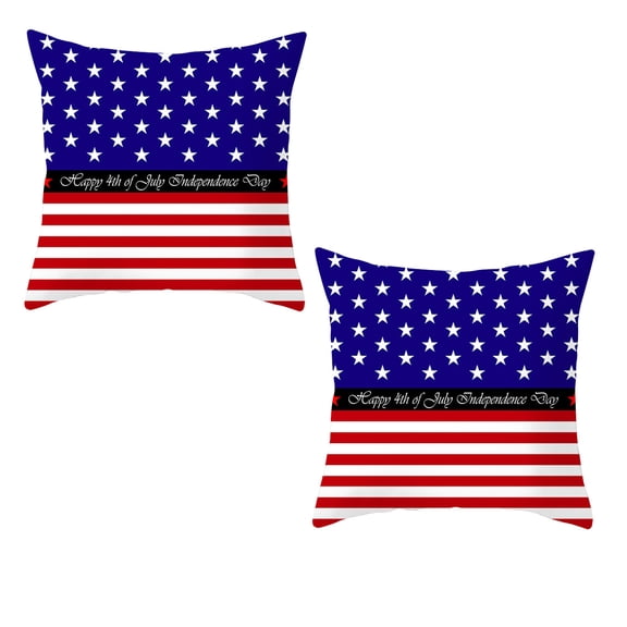 SLYNSHome 4Th Of July Pillow Covers 2Pcs Patriotic American Flag Print Decorative Cushion Covers For Independence Day Memorial Day Home Sofa Decor