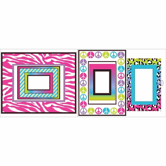 WallPops! Multicolor Animal Print Frames Wall Decals, 12-in by 9-in, 0.75 sq. ft.