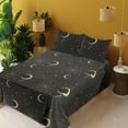 thumbnail image 2 of Ambesonne Celestial Fitted & Flat Sheet with Shams 4 Pcs Set, Outer Space Moon Orbit, Calking, Charcoal Grey Pale Yellow, 2 of 5