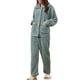 thumbnail image 4 of Conjunto de pijama de felpa suave y cálido para mujer INSPIRE CHIC, con botones, de manga larga y con bolsillos, tamaño XS, color gris azul, 4 of 6