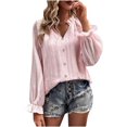 thumbnail image 1 of Hauts à Manches Longues pour Femmes Blouse Décontractée Encolure en V Chemises en Tunique Douce, 1 of 8
