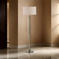 thumbnail image 6 of Benjara Modern Floor Lamp- White Linen Drum Shade- Brass Metal Pole- Round Base, 6 of 6