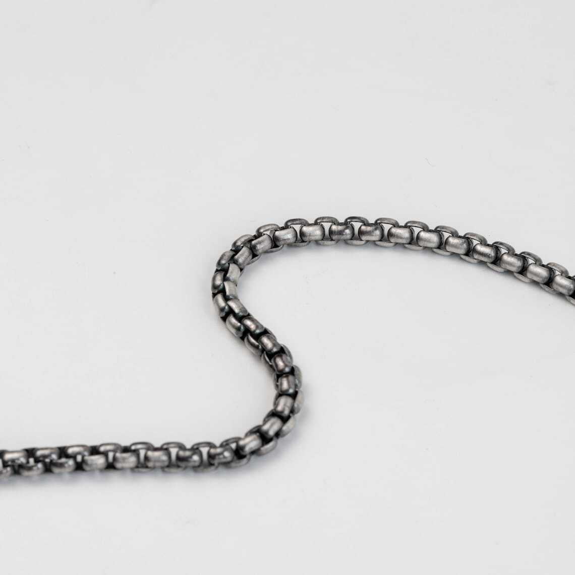 925 Sterling Silver Oxidized 2.6mm Italian Round Box Chain Necklace Italian Made