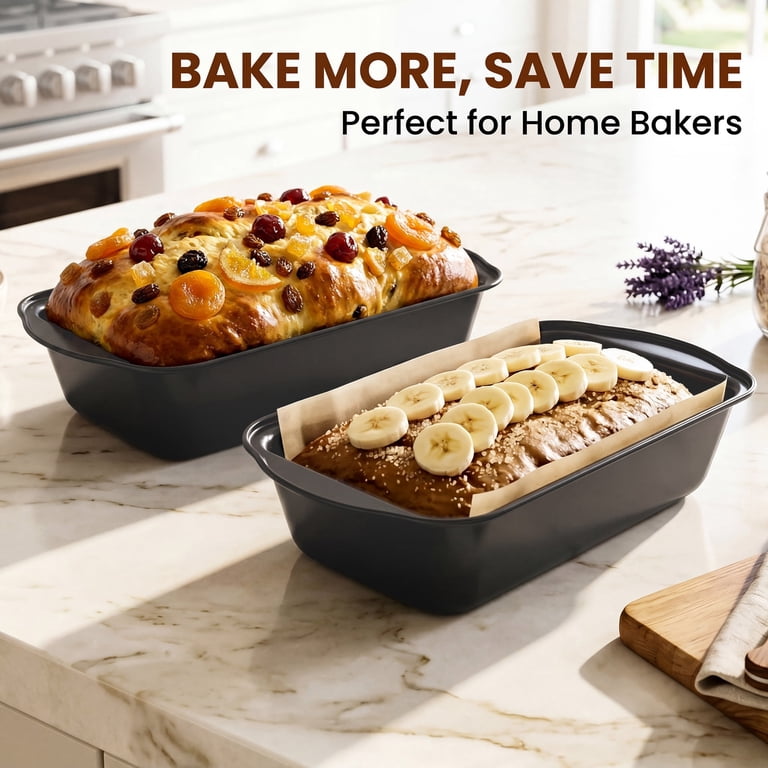 Kikcoin 4-Piece Nonstick Carbon Steel Loaf Pans, 9" x 5" photo 8