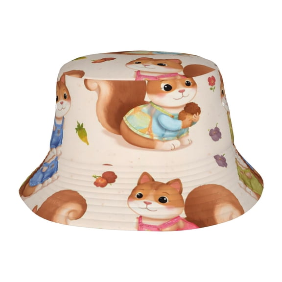 Autumn Squirrel Fisherman's Hat Lightweight and Breathable Sun Hat Suitable for Both Men and Women