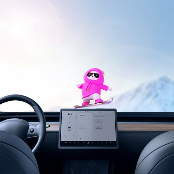 YUVA Cute Sliding Bear Car Decoration, Resin, Rose/Sky Blue/Black/Pink, Dashboard Ornament, Cute, Easy Install, Gift for Car Lovers