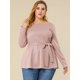 thumbnail image 2 of Blusas De Trabajo Peplum Cuadros PaDe Gallo ManLarCintuDe Lazo TalGrande PaMujer RoXXL, 2 of 6