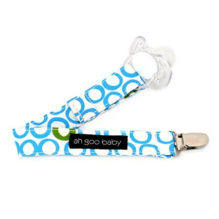Ah Goo Baby Pacifier Clip, Easy & Quick Velcro Attachment, Bubbles in Water Pattern