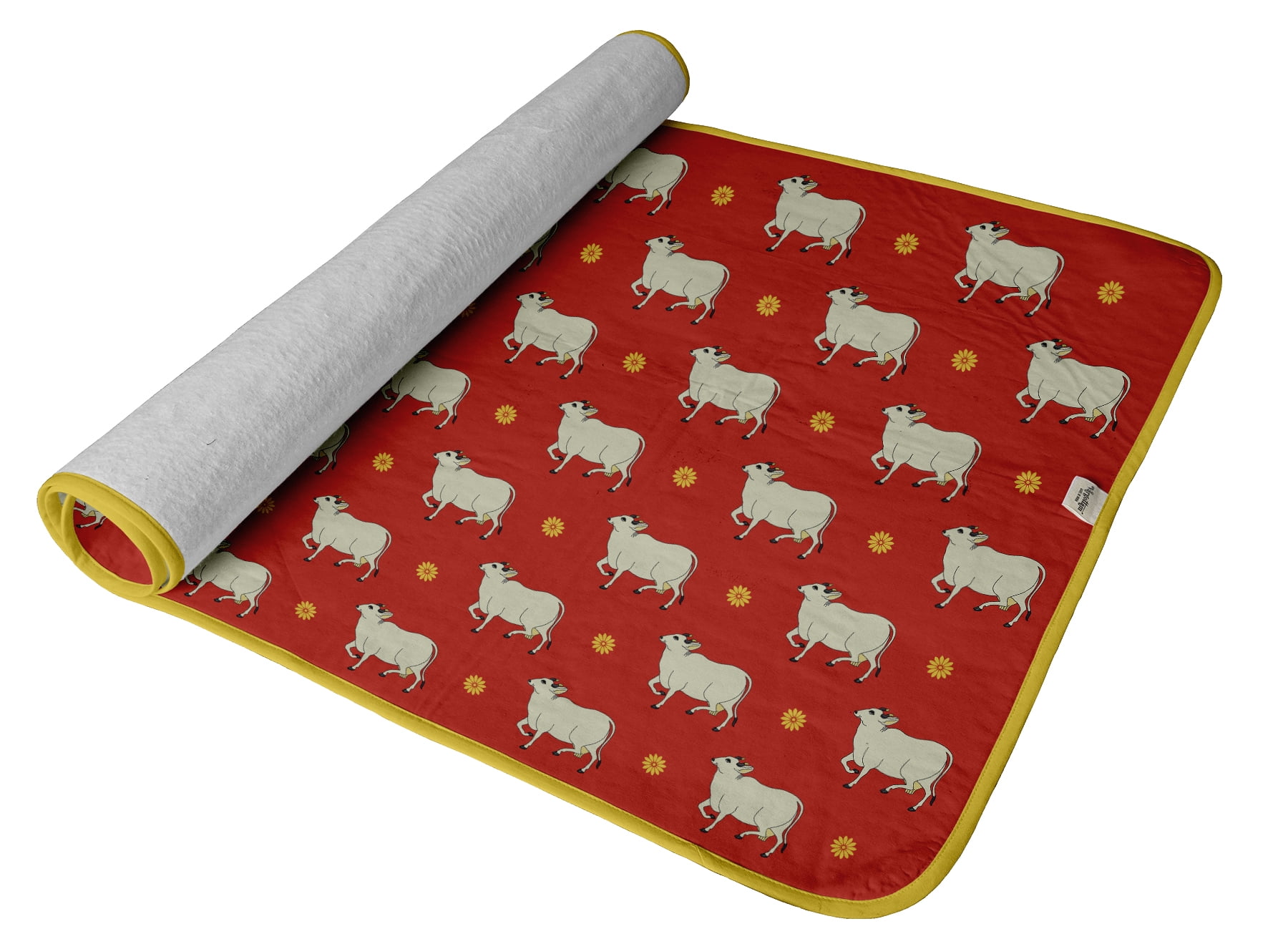 Vargottam Magnetic Ironing Mat - Foldable Cotton Iron Mat with Fiber Pad & Silicone Iron Rest - Portable, Washable, Travel-Friendly Ironing Board Alternative for Tabletop, Washer, Dryer - Animal