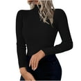 thumbnail image 2 of AGWOLF Cozy Sweaters for Women Casual Turtleneck Slim Pullover Solid Basic Ribbed Knit Jumper Tops, 2 of 8