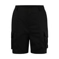 thumbnail image 4 of adviicd Bermuda Cargo Shorts for Women Knee Length 6 Pockets Elastic Waist Long Shorts for Summer Casual Black, S, 4 of 5
