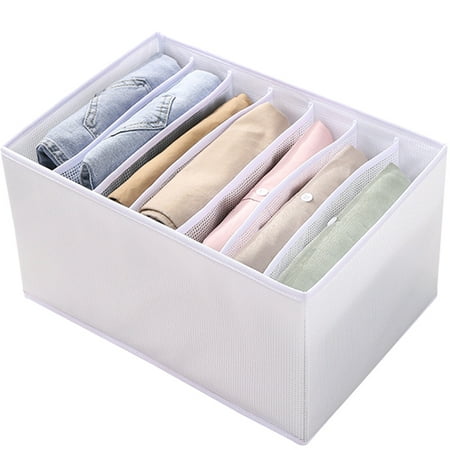 

Eummy Underwear Storage Boxes Foldable Drawer Organizer 7 Grids Wardrobe Drawers Divider Pants Clothes Storage Box Washable Fabric Boxes for Trousers Jeans T-Shirt Bra Underwear Socks Ties Panties (