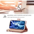 thumbnail image 3 of Wallet Case for iPhone 12 Mini 5.4 inch, Premium PU Leather Magnetic Closure Handbag Zipper Pocket Case Kickstand Card Slots with Hand Strap Shockproof Flip Case - Marble Purple, 3 of 16