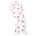 thumbnail image 6 of JAJAHO Women's Christmas Pajamas Candy Cane Print Button Down Short Sleeve 2 Piece Loungewear Sets With Pants, 6 of 7