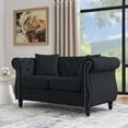 thumbnail image 2 of Chesterfield Velvet Loveseat Sofa with 2 Pillows, Classic 2 Seater Tufted Couch with Rolled Arms and Nailhead, Leisure Sofa Couch for Living Room, Bedroom, Office, Apartment, Black, 2 of 7