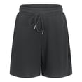 thumbnail image 4 of LIIPEE Girls Kids Solid Color Drawstring Waist Waffle Knit Casual Shorts For Summer Daily Wear Outdoor Activities School Casual Outings Dark Gray 11-12 Years, 4 of 9
