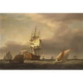 thumbnail image 2 of Francis Holman 24x18 Gold Ornate Framed and Double Matted Museum Art Print Titled - A Seascape with Men-Of-War and Small Craft, 2 of 4