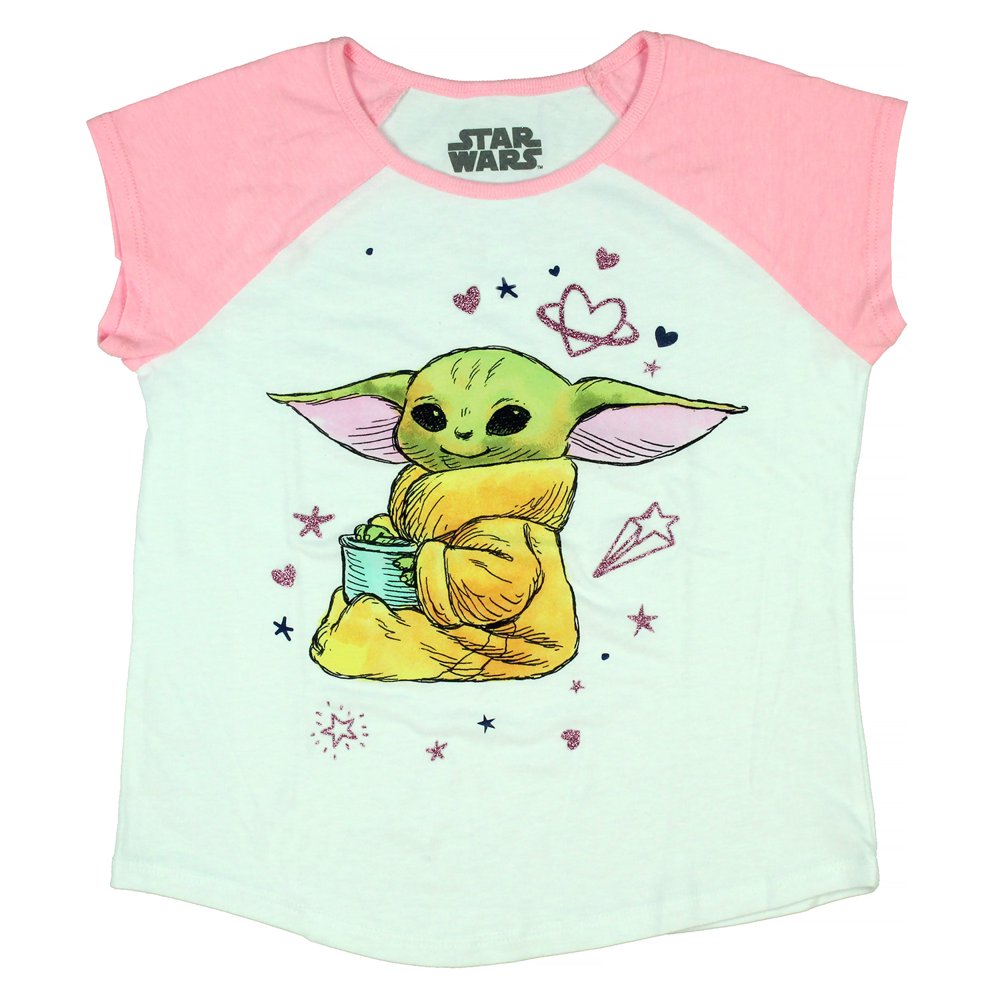 Star Wars Star Wars Toddler Girl's Baby Yoda Glitter Accent TShirt