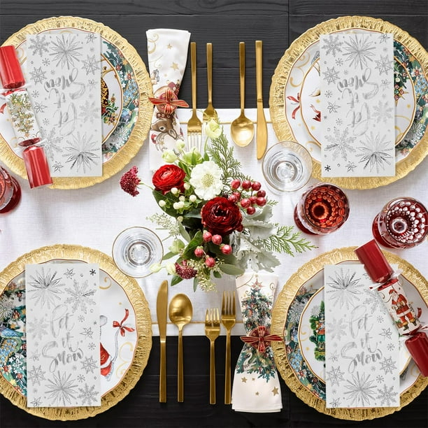 Sm:)e 100 Christmas Disposable Paper Decorative Guest Napkins