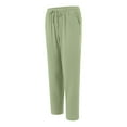 thumbnail image 5 of vigerkar Cotton Pants Women Lightweight Summer Petite Beach Pants Elastic Drawstring Waist Vacation Pants with Pockets Daily Casual (Light Green, XL), 5 of 6