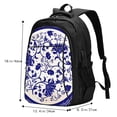 thumbnail image 5 of Balery Blue And White Porcelain Pattern Print USB Charging Backpack for Men and Women - Water-Resistant, Anti-Theft Laptop Backpack with USB Port for Travel, Work, School, and College, 5 of 7
