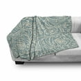thumbnail image 3 of Blue and Beige Soft Flannel Fleece Throw Blanket, Antique Baroque Style Vintage Flower and Leaf Motifs with Curls, Cozy Plush for Indoor and Outdoor Use, 50" x 70", Pale Blue and Beige, by Ambesonne, 3 of 6