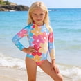thumbnail image 4 of Girl Rash Guard Swimsuits Long Sleeve Sun Protection Fashion Toddler Bathing Suit 18-24 Months, 4 of 8