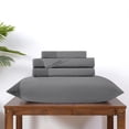 thumbnail image 5 of Modern Threads 4-Piece Crochet Lace Hem Stone Gray Microfiber Bed Sheet Set, King, 5 of 16
