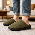 thumbnail image 6 of BERANMEY Slip On Waterproof Mens Slippers Closed Toe Slippers for Mens Warm Fuzzy Comfy House Shoes Non-slip Sole Indoor/Outdoor Fluffy Wide Winter Slippers, 6 of 9