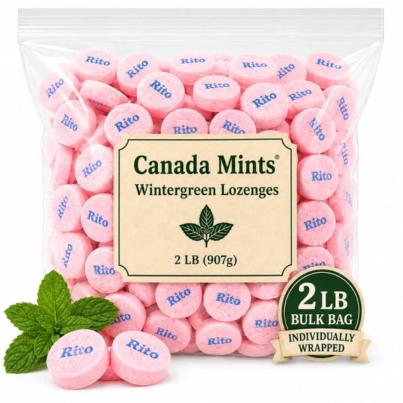 Rito Wintergreen Mints, 260 Count, Individually Wrapped Hard Candy, 2 lb No known Allergens