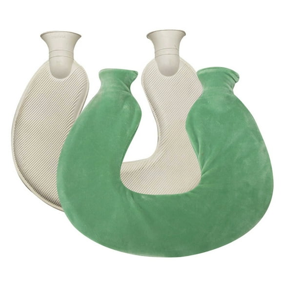 1L U-Shaped Neck rubber Odour Free Hot Water Bag with soft protective case for pain relief