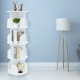White Round Revolving Bookshelf, 2/4 Tier 360° Rotating Wood Floor