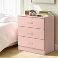 thumbnail image 3 of GZXS 3-Drawer Nightstand, Small Dresser with Storage, Side End Table for Bedroom, Living Room, Pink, 3 of 6