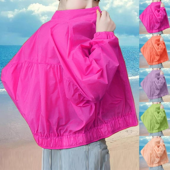 Hvyesh Womens Plus Size Sun Protective Jacket Lightweight Zip Up Athletic Jackets Stand Collar UPF 50  Workout Outdoor Coat