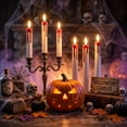 thumbnail image 5 of Roiihwy Halloween Candles, Flameless Taper Candles with Remote, 10 inch Real Wax Battery Operated LED Warm Wick Flickering Window Candles for Halloween Party Wedding Decor, 5 of 7