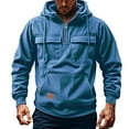thumbnail image 2 of Horkkom Quarter Zip Pullover Men Corduroy Hoodies with Pockets Drawstring Casual Soft Sweatshirts L, 2 of 6
