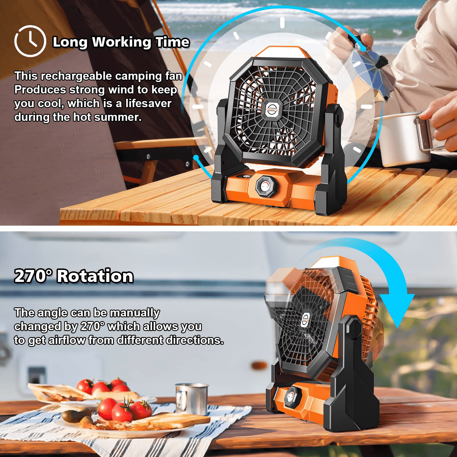 Number-one Camping Fan Rechargeable Portable Personal Fan 3 Speed, 2 lb