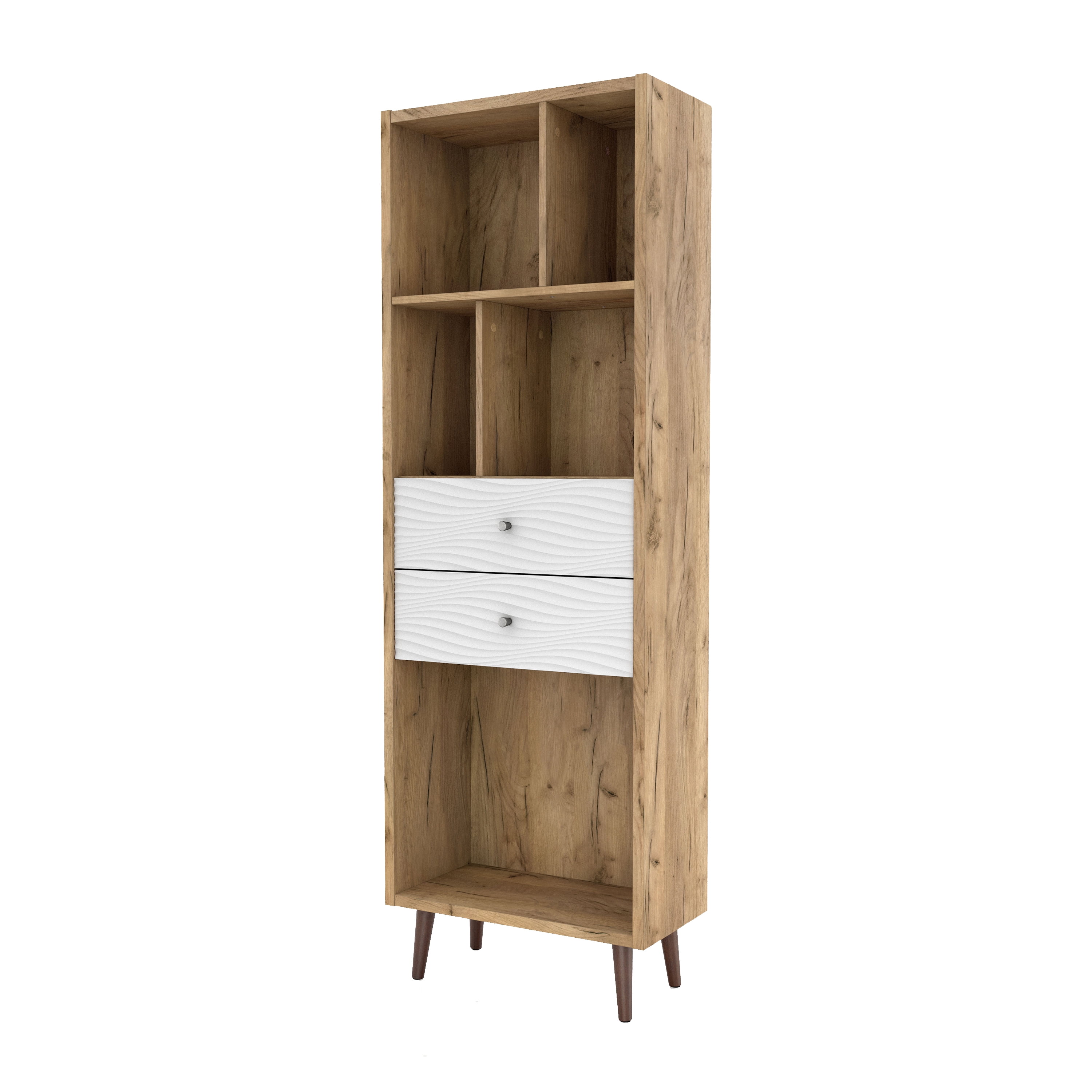 Furniture of America Nye Mid-Century Modern 5-Shelf Standard Bookcase with Light Oak