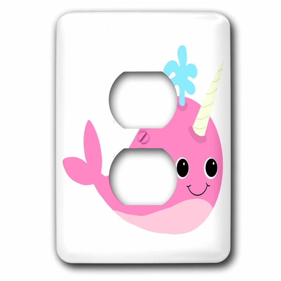 3dRose, Cute silly pink narwhal is a favorite with sea animal lovers., 2 plug outlet cover