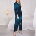 thumbnail image 3 of Balery Lonely Night Wolf Conjunto de Pijama con Estampado para Mujer, Conjunto de Dos Piezas con Manga Larga, Ropa de Dormir Suave con Bolsillos, Pijamas Cómodos-X-Large, 3 of 7