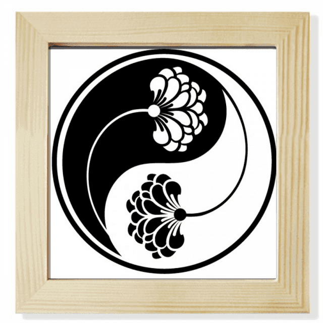 Culture Yin-yang Fleur Carré Cadre Photo Mur Présentoir de Table