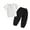 Black, variant on Esaierr Baby Kids Boys Girls Cotton Linen 2PCS Outfit Solid Colour Short Sleeve T-Shirt Tops Elastic Waist Pants Spring Summer Clothes Set for 12 Months - 8 Years
