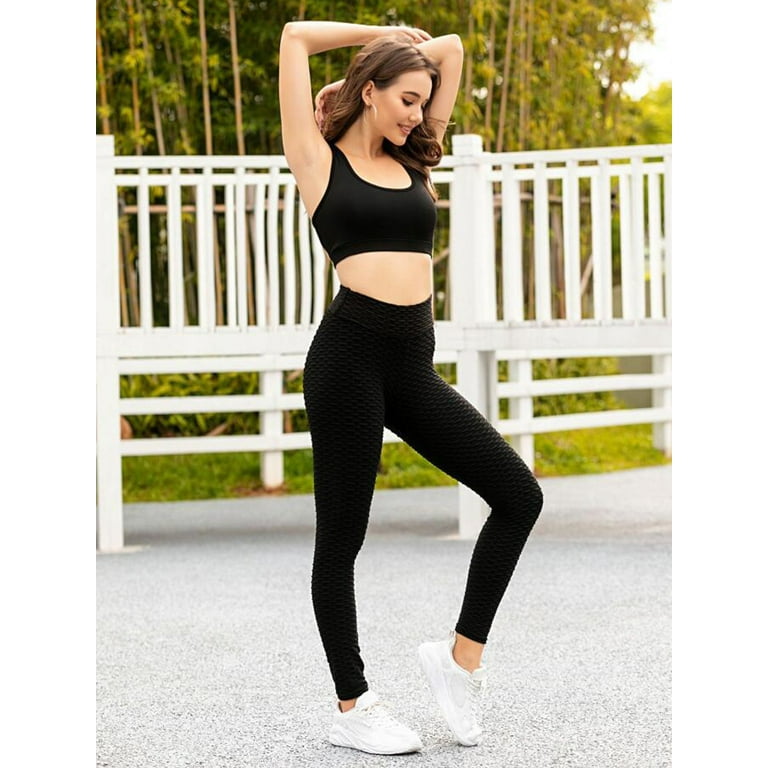 Women's High Waisted Yoga Pants Tummy Control Booty Leggings Workout  Running Butt Lift Tights, Black, Medium 