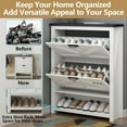 thumbnail image 6 of Farmhouse Shoe Cabinet,Free Standing Tipping Bucket Shoe Rack Organizer with 2 Flip Drawers,Entryway Narrow Shoe Storage,Modern Slim Hidden Shoe Cabinet with Doors & Storage Cubby, White, 6 of 12