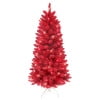 Puleo International 4.5' Pre-Lit Artificial Flocked Fashion Red Tree